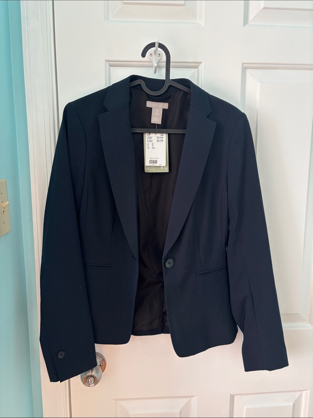 H&M Navy Blue Single-Button Blazer